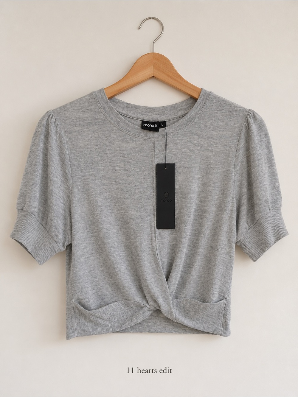 Mono B Heather Gray Short Sleeve Top SIZE Large NWT